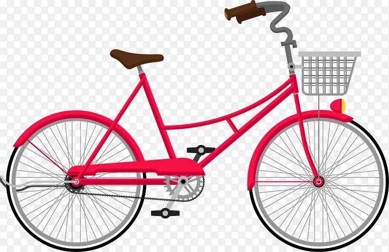 路边停放的红色自行车