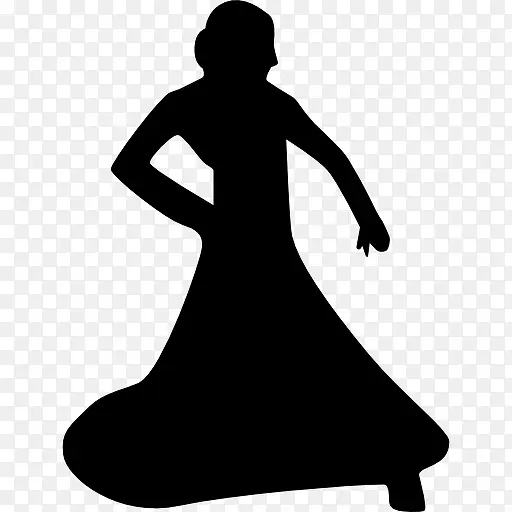 跳舞的女人穿着长裙图标