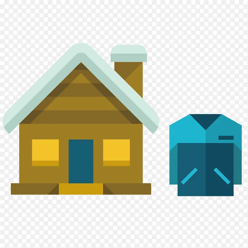 小木屋房子和衣服矢量素材
