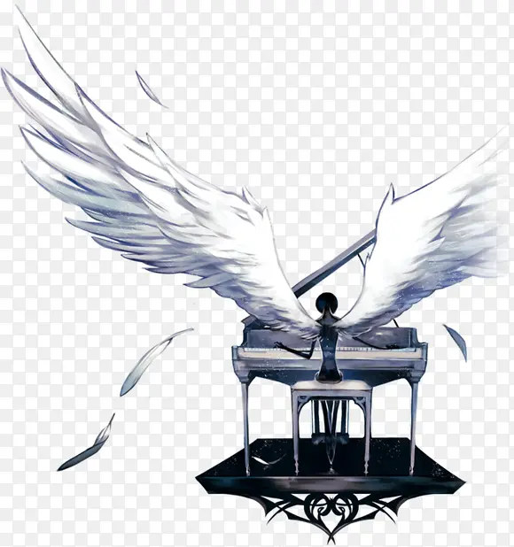 挥着翅膀的钢琴女