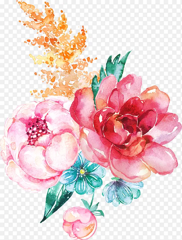 粉色彩色的花朵植物元素