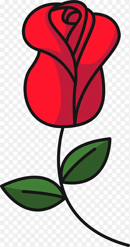 卡通红色扁平化玫瑰花