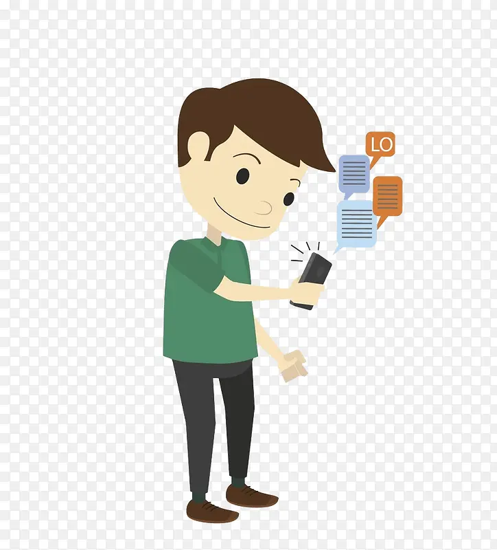 卡通发信息的男人免抠图