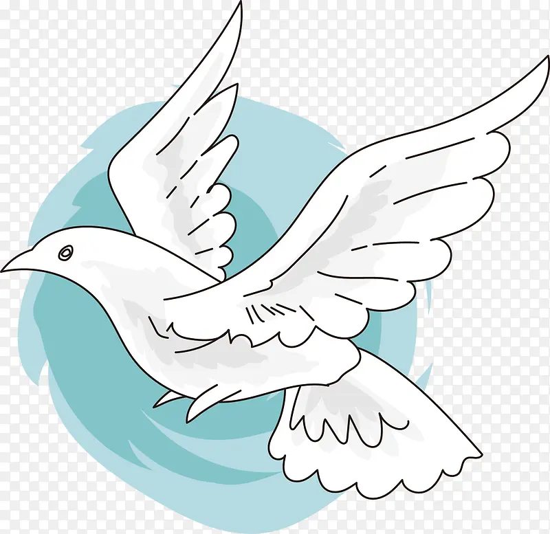 白色卡通挥着翅膀的和平鸽