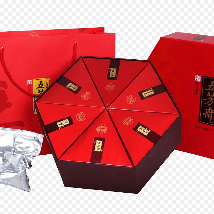 红色六边形礼盒