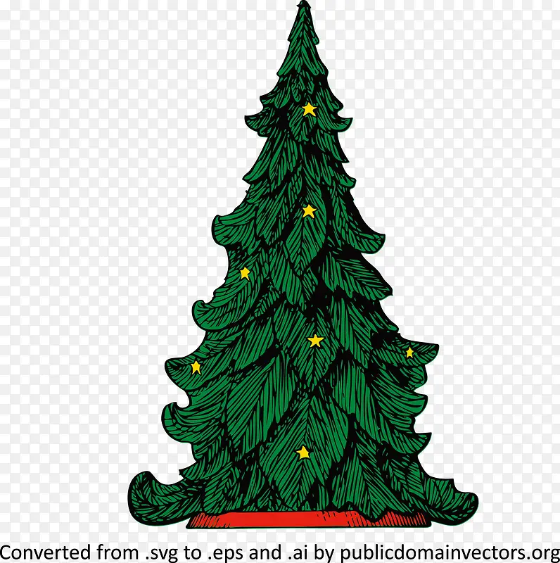 矢量复古的圣诞树插图