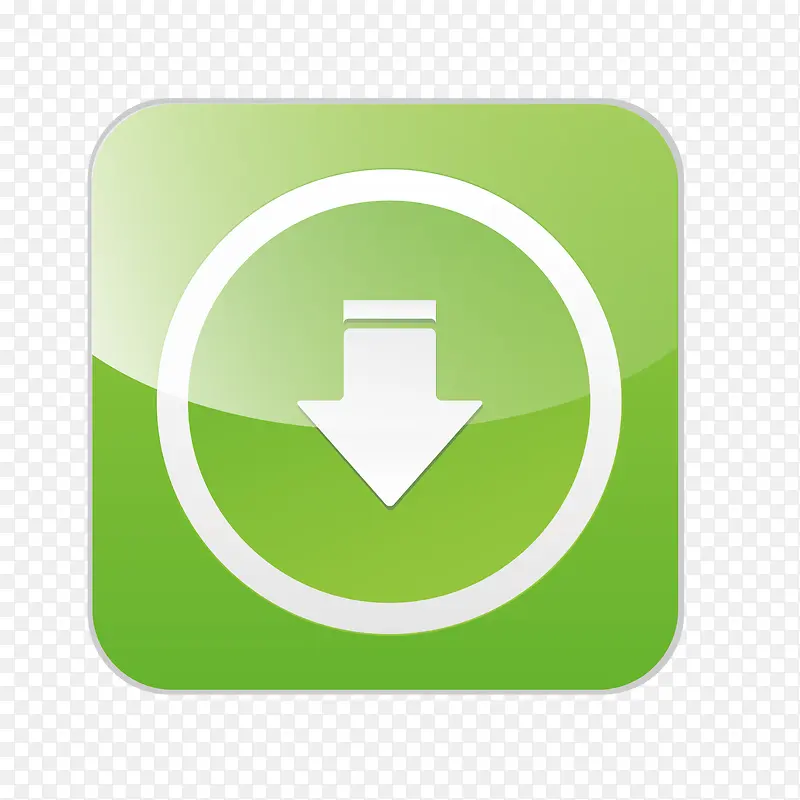 矢量手绘绿色下载图标手机软件图