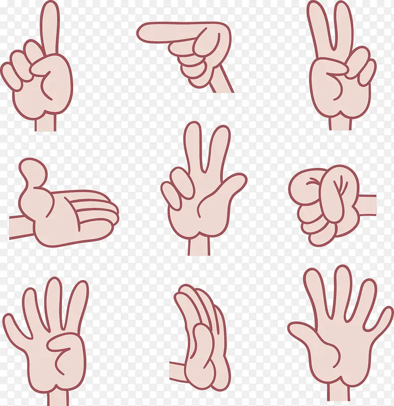 手绘手势指示符号图标矢量图