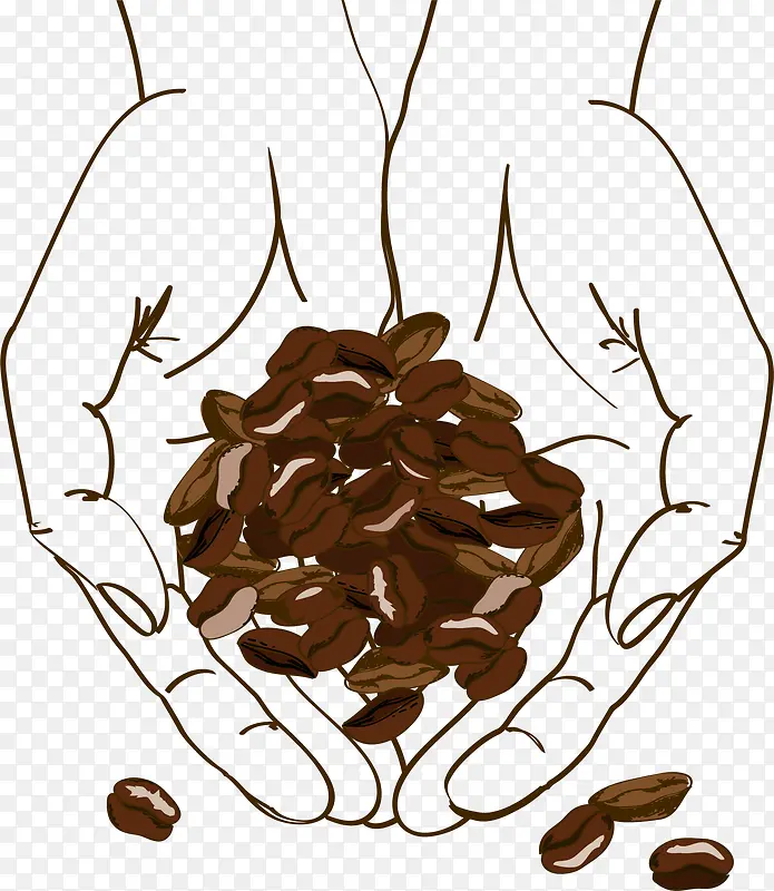 褐色手捧咖啡豆