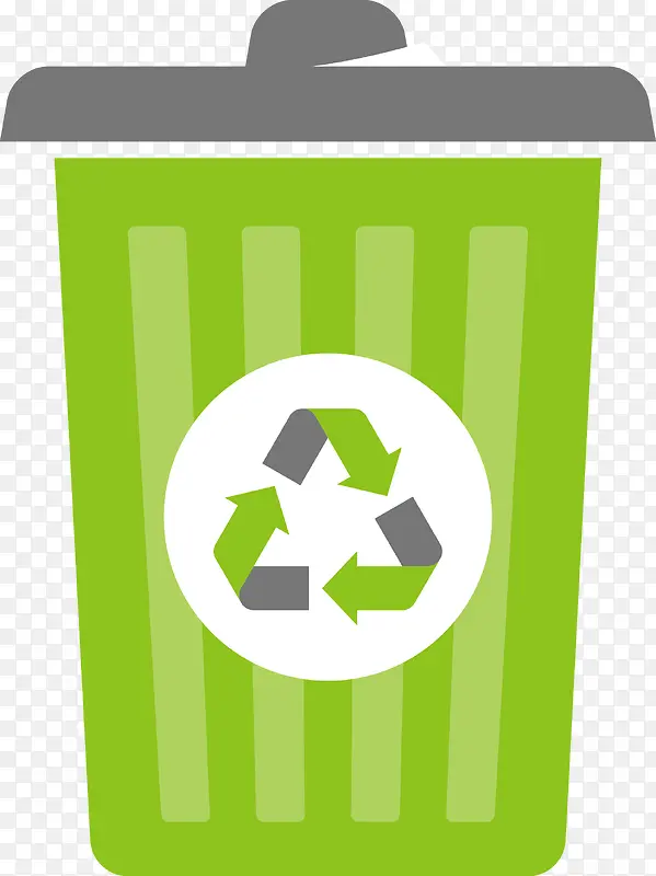 绿色矢量回收垃圾桶图