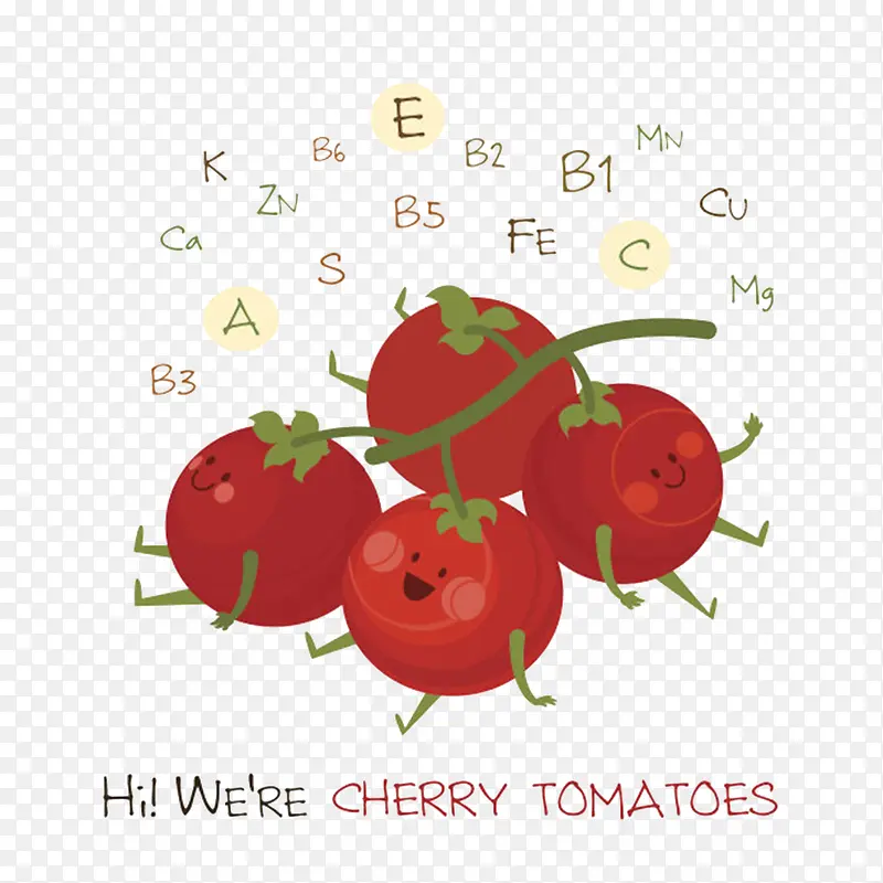 卡通红色带藤字母樱桃番茄