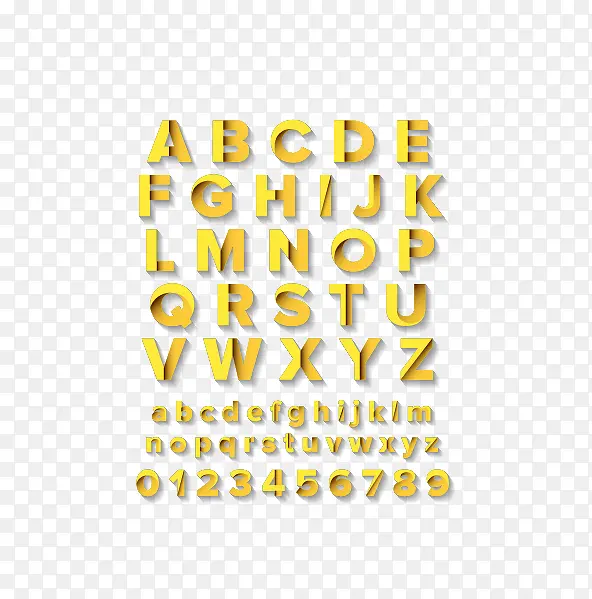 金色纸质字母与数字矢量模板下载
