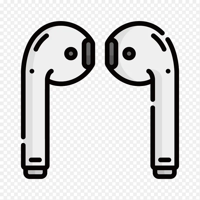白色手绘耳机元素