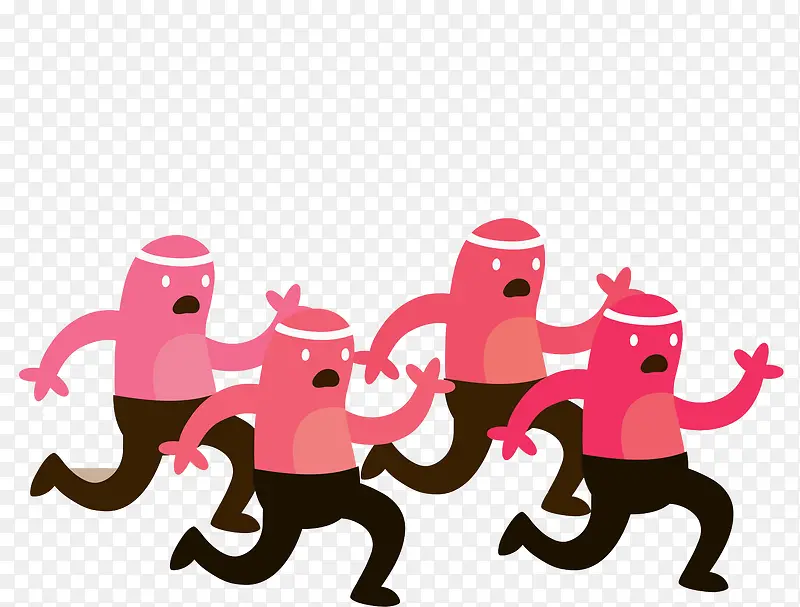 粉色手绘人物跑步小人插图