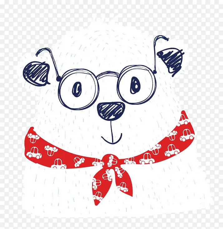戴眼镜的手绘小熊