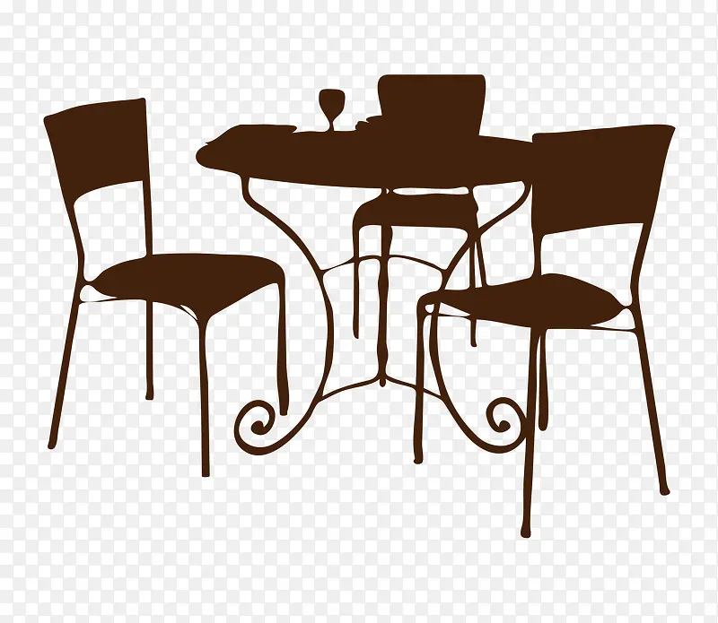 咖啡色矢量桌子椅子
