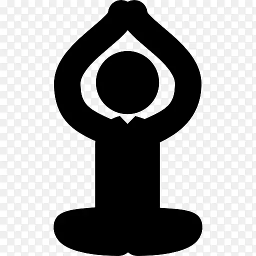 男子瑜伽的姿势坐在上升的手臂在头图标