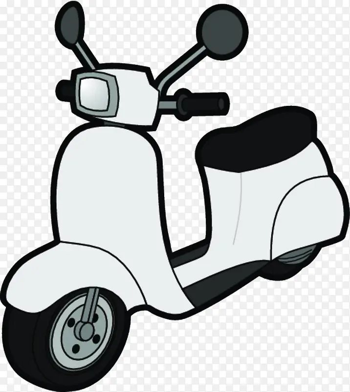 可爱卡通插图电动摩托车