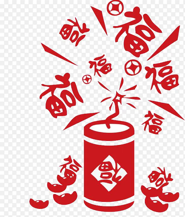 红色创意鞭炮免抠图