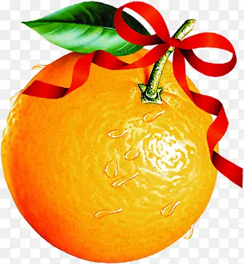 系蝴蝶结的大橙子新鲜水果