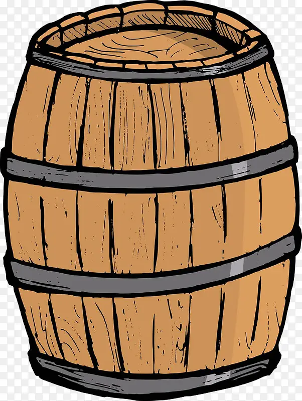 卡通手绘木酒桶
