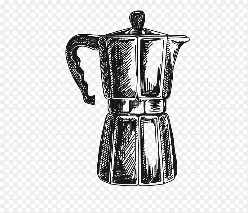 黑色线条手绘咖啡杯子