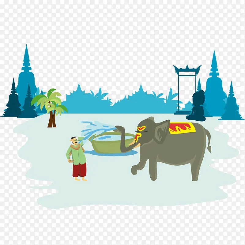 泰国卡通泼水节大象