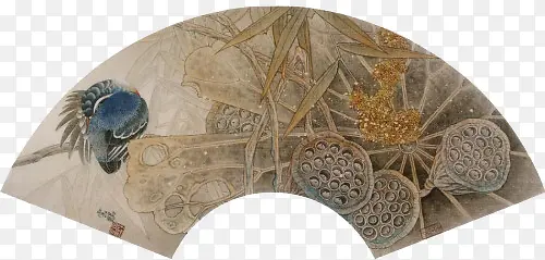 花鸟工笔画扇面