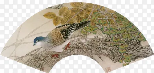 花鸟工笔画扇面