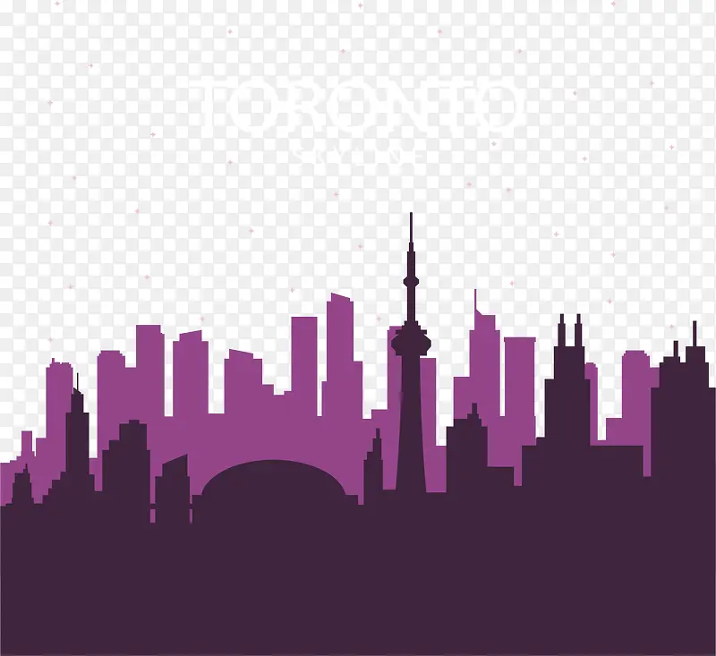 紫色多伦多城市剪影