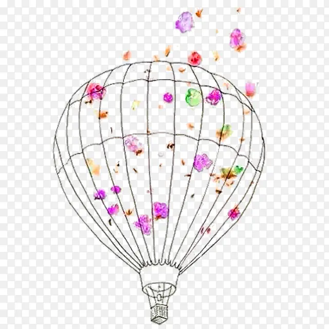 花朵线条热气球装饰图案
