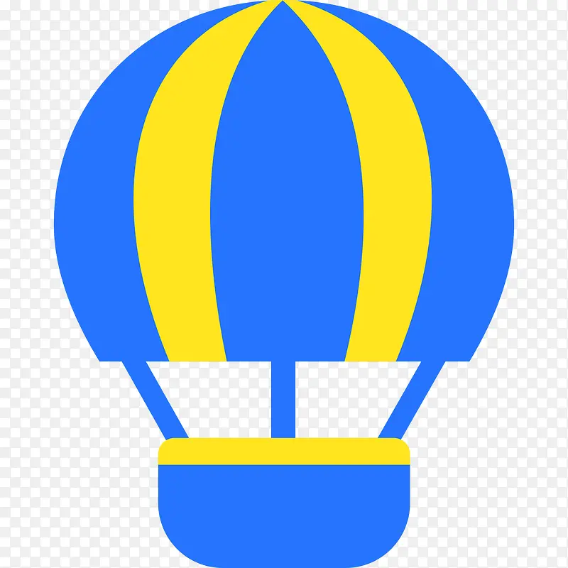 蓝色手绘弯曲弧度热气球元素