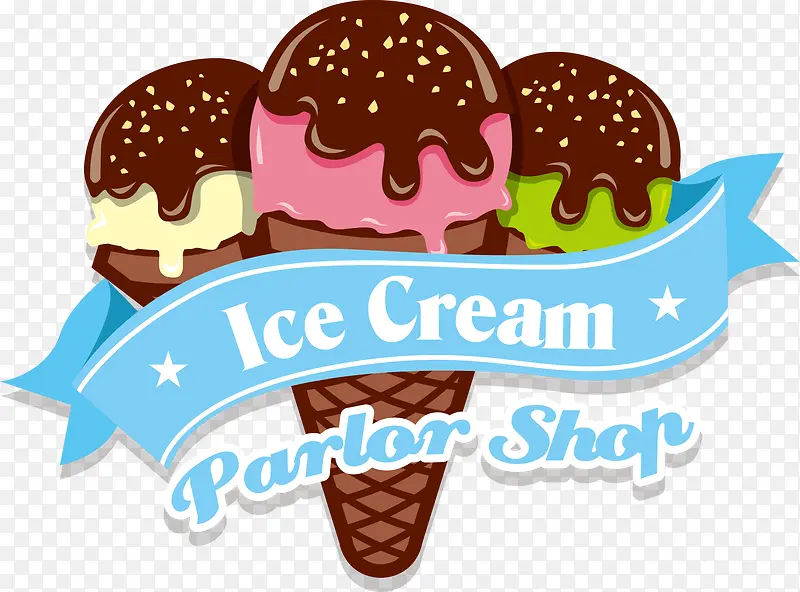 夏季冰淇淋卡通标签