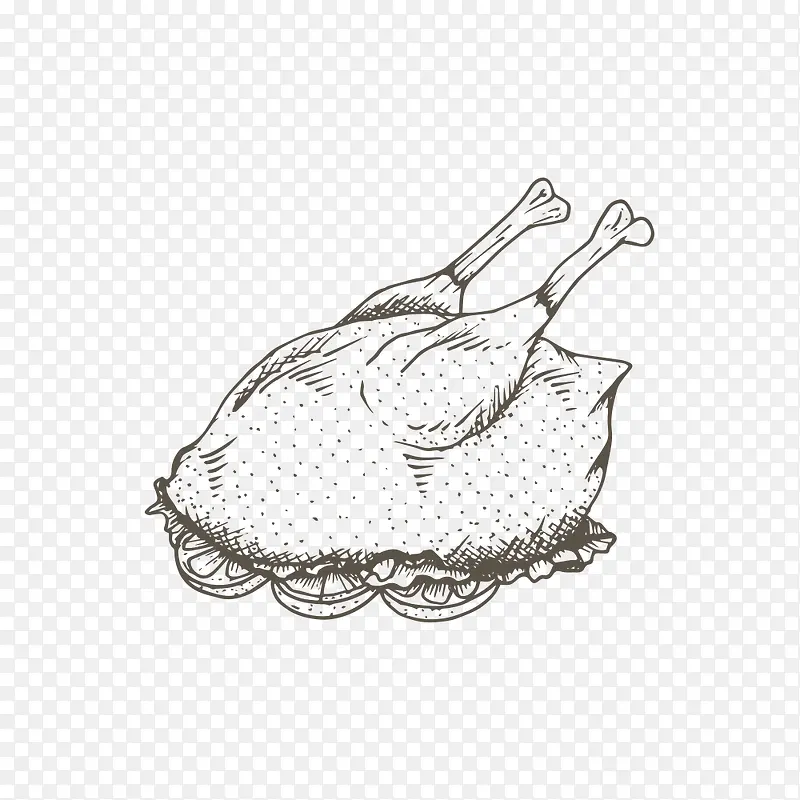 复活节烤鸡素描简笔画