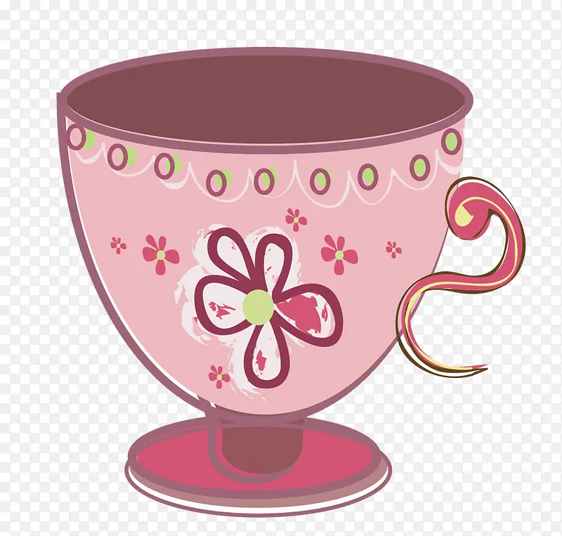 矢量手绘粉色茶杯素材