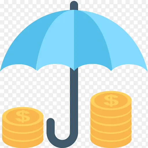 卡通货币雨伞图标免抠png