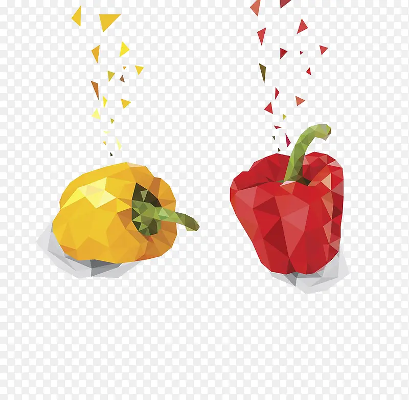 红柿子椒和黄菜椒插画
