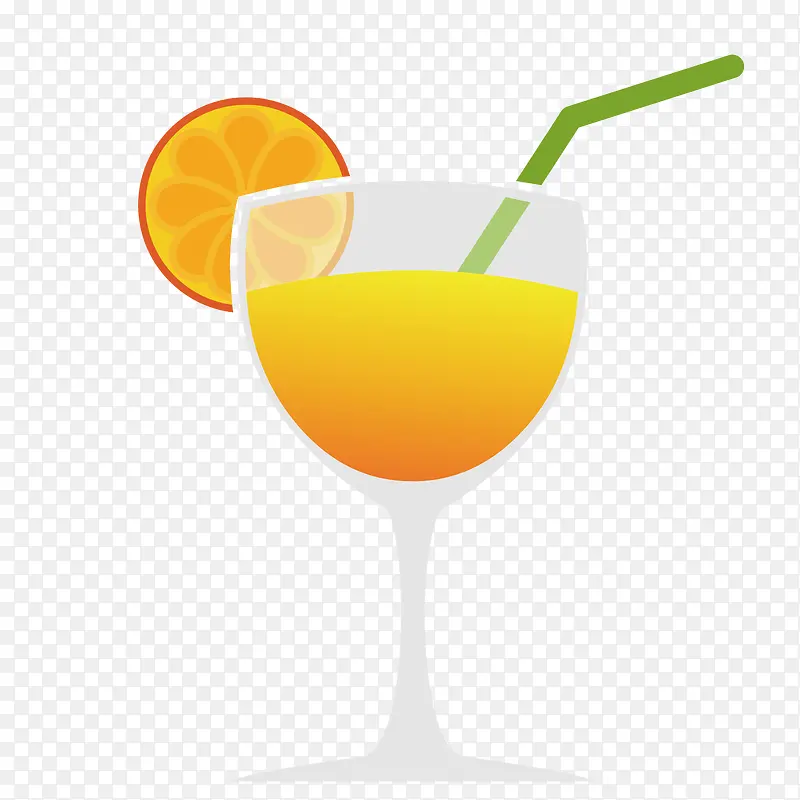 黄色橙汁高脚杯矢量图标