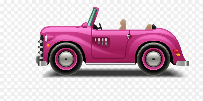 卡通手绘粉色的汽车