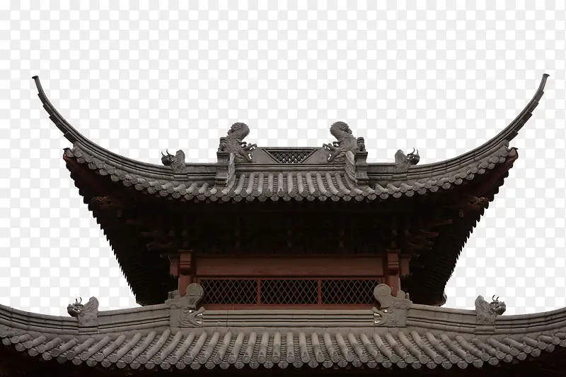中国旧时代装饰雕刻屋檐