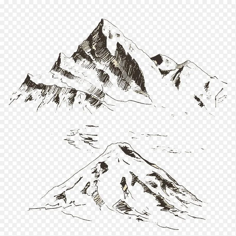 山脉风景素描