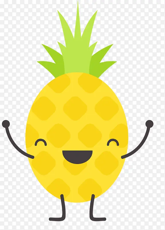 举手欢呼的菠萝小人