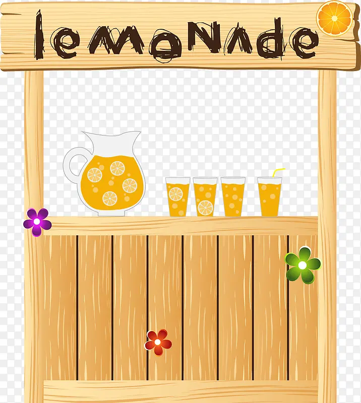 可爱柠檬饮品摊矢量图