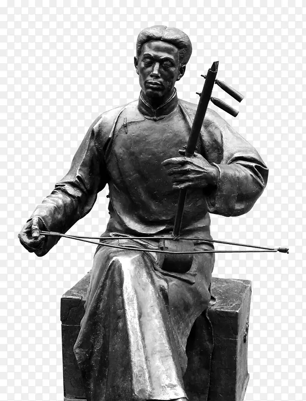 高清拉二胡的雕像PNG