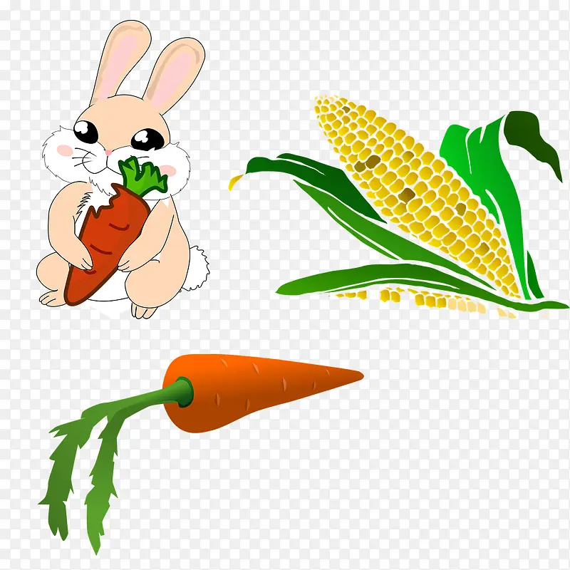 兔子在萝卜跟玉米选择萝卜