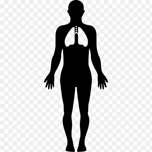 人的剪影与集中在肺部图标