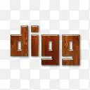 Digg标志木材光泽蜡木