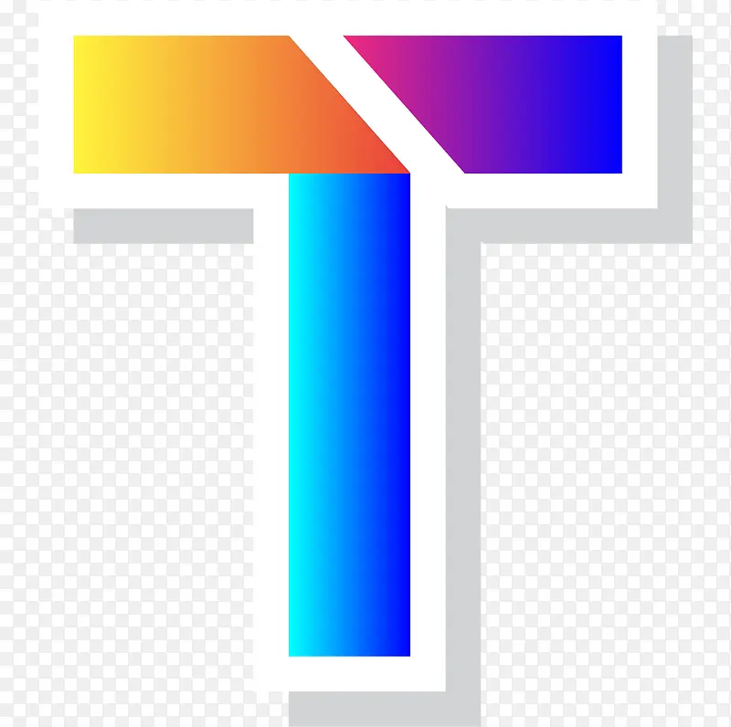 渐变色条折叠英文字母T