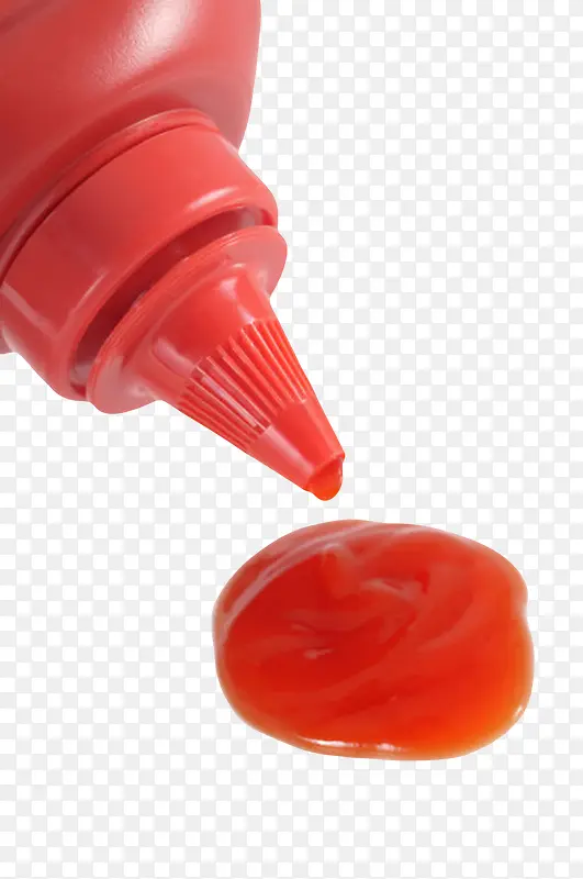 红色塑料瓶子番茄酱包装挤压出酱
