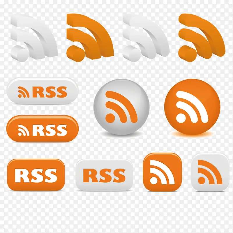 立体RSS订阅图标矢量素材